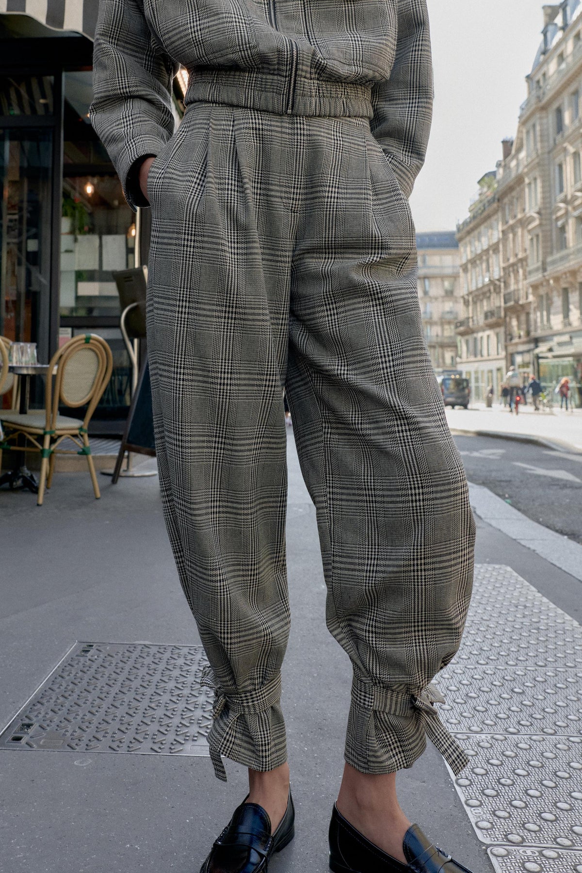 HOUNDSTOOTH TIE-HEM TROUSERS