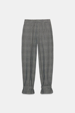 HOUNDSTOOTH TIE-HEM TROUSERS