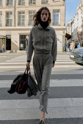 HOUNDSTOOTH TIE-HEM TROUSERS