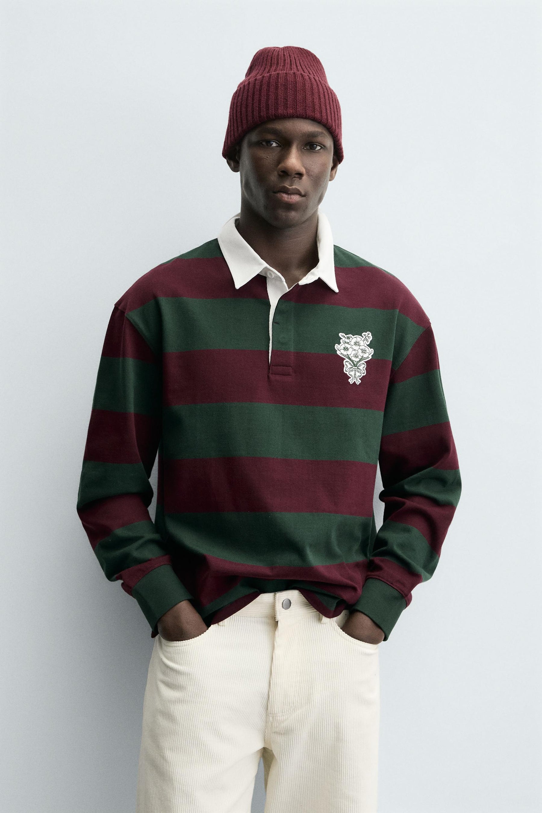 STRIPED PATCH POLO SHIRT - Image 2