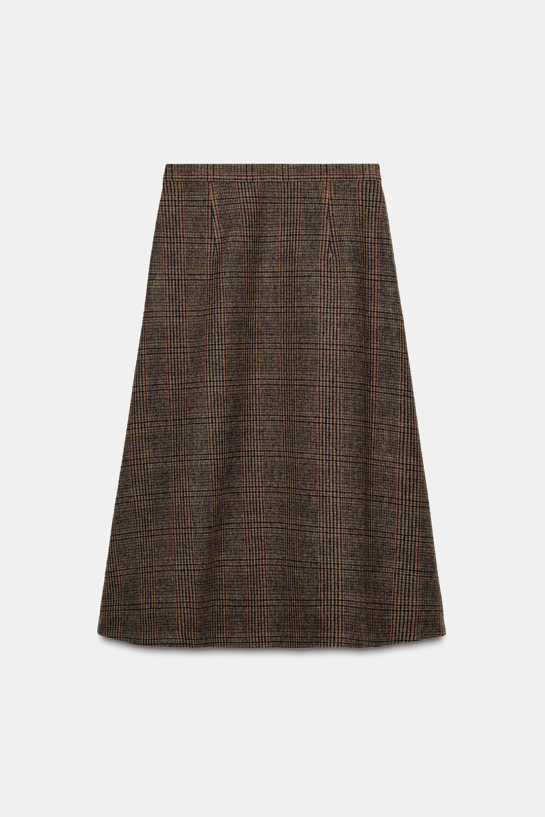 Checked wool pleated skirt
