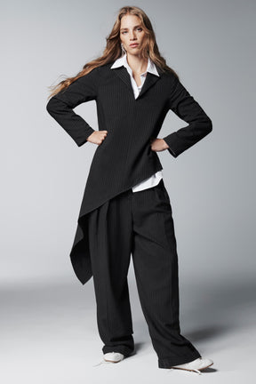 Asymmetric Striped Woven Top