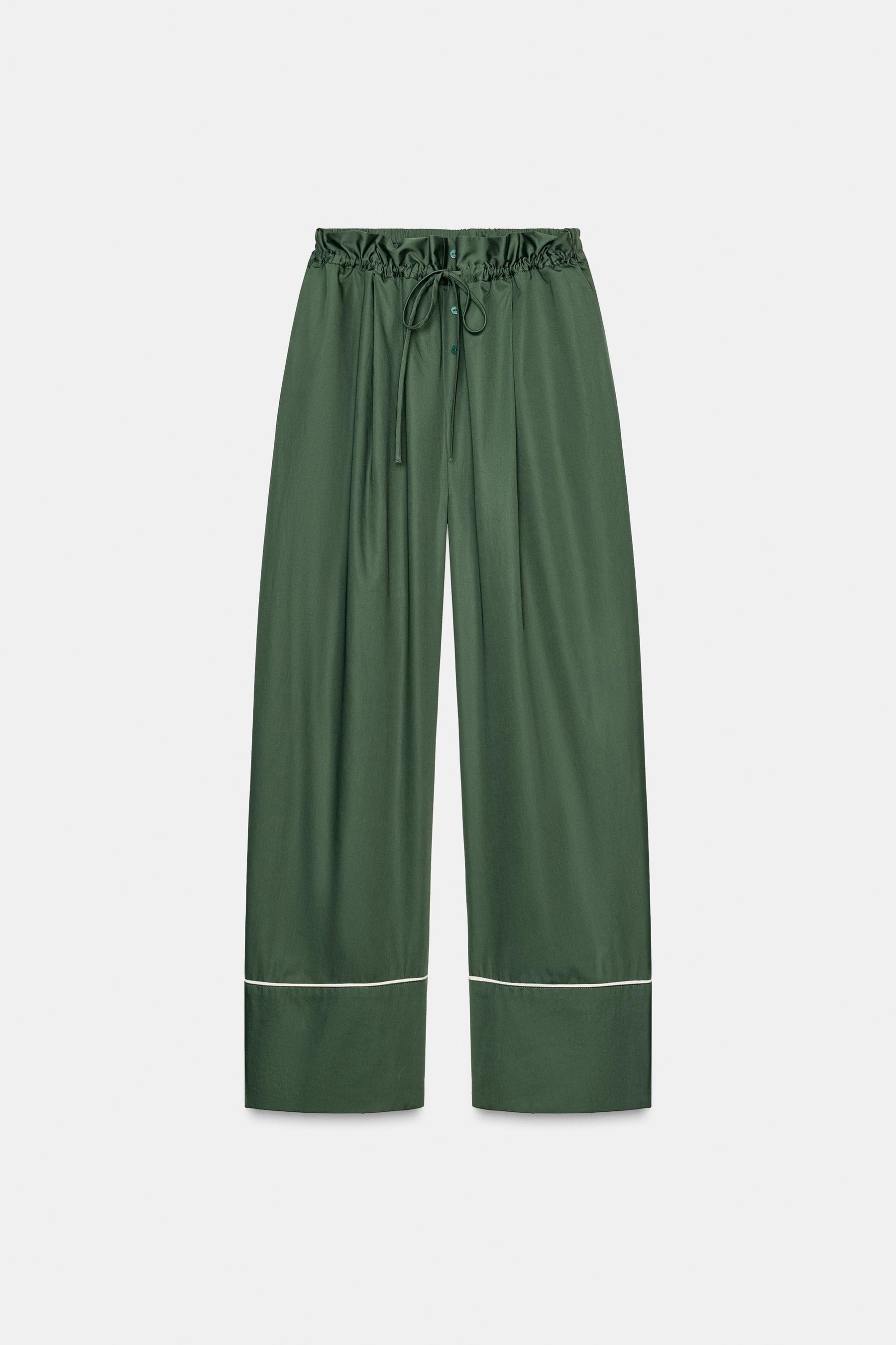 Contrasting Detail Poplin Trousers
