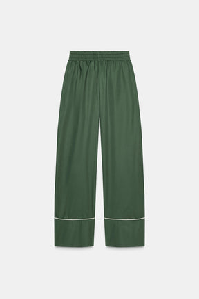 Contrasting Detail Poplin Trousers