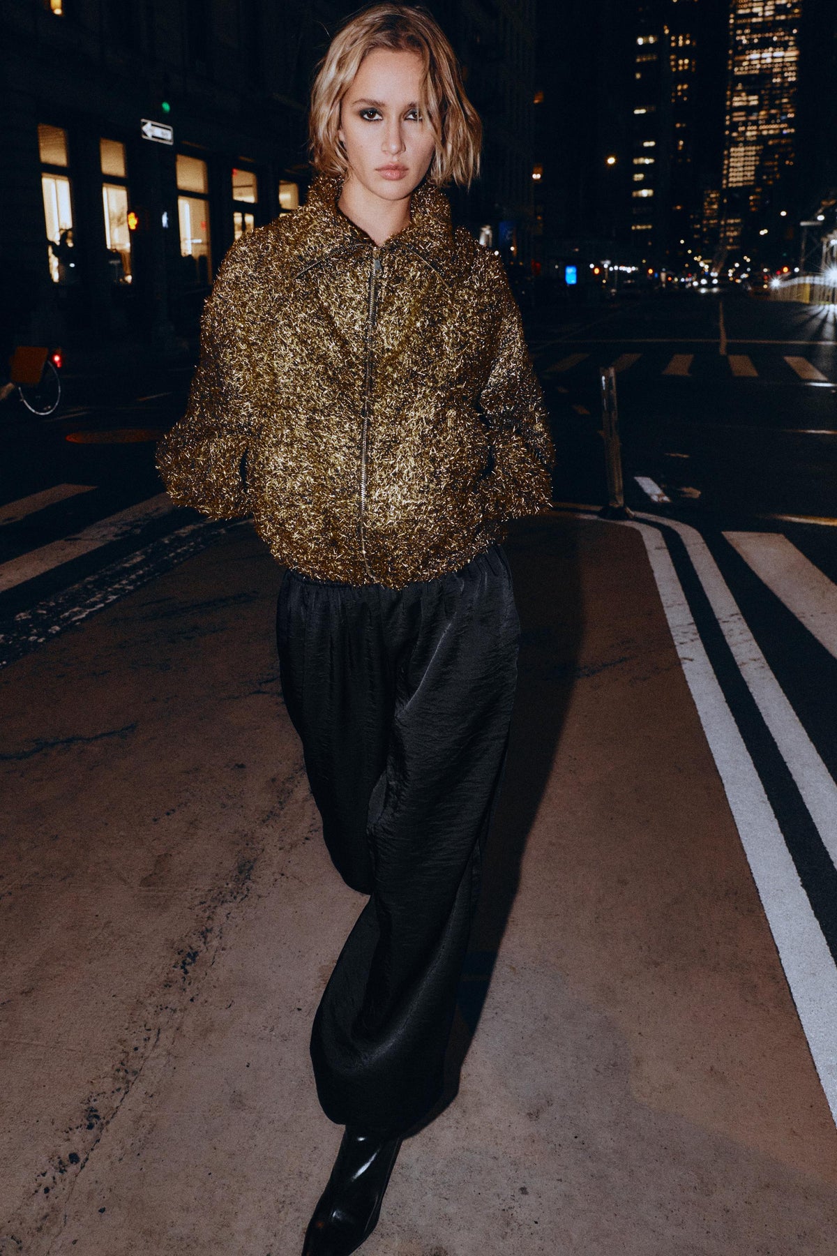 METALLIC THREAD BOMBER JACKET - Image 1