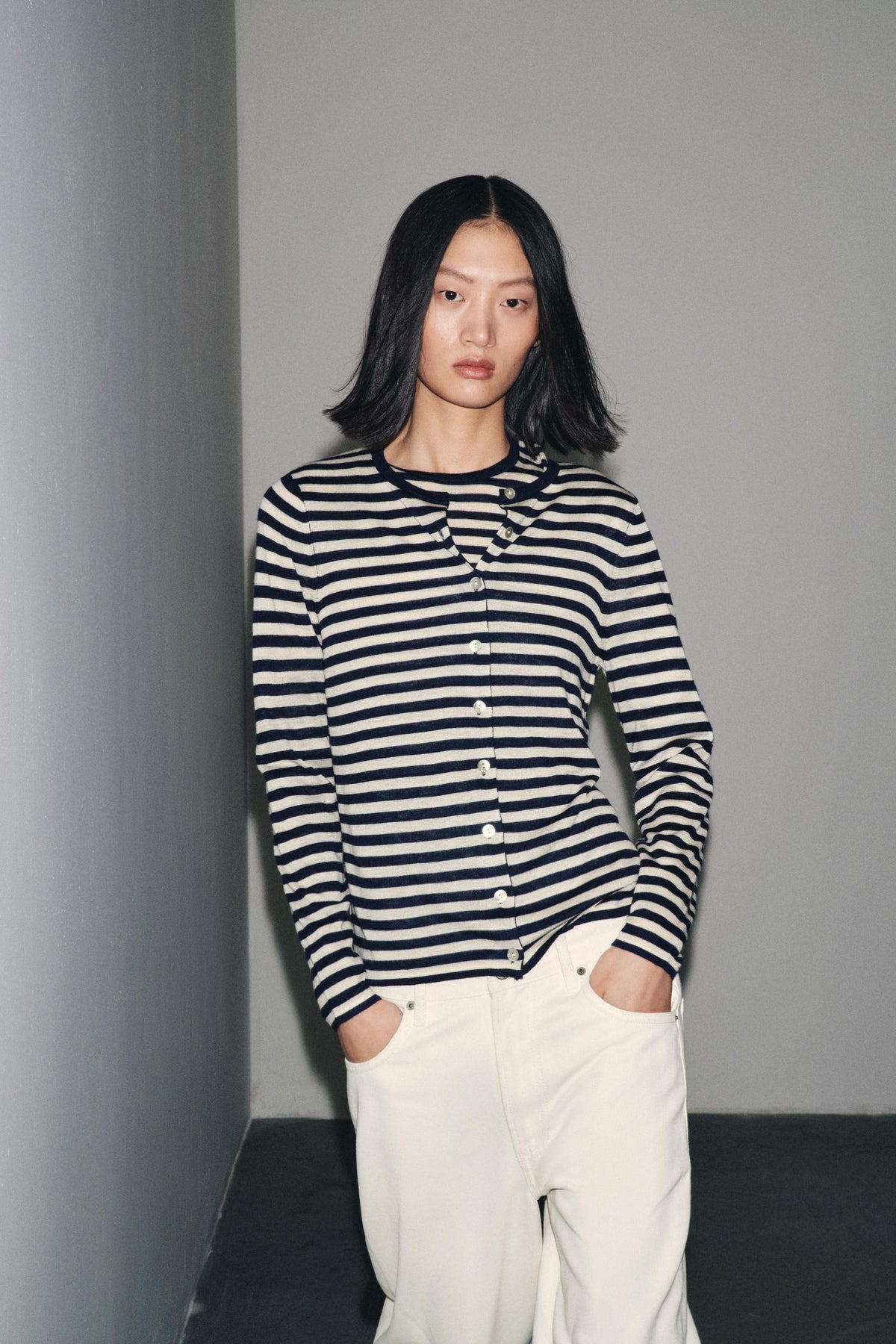 STRIPED KNIT CARDIGAN - Image 1