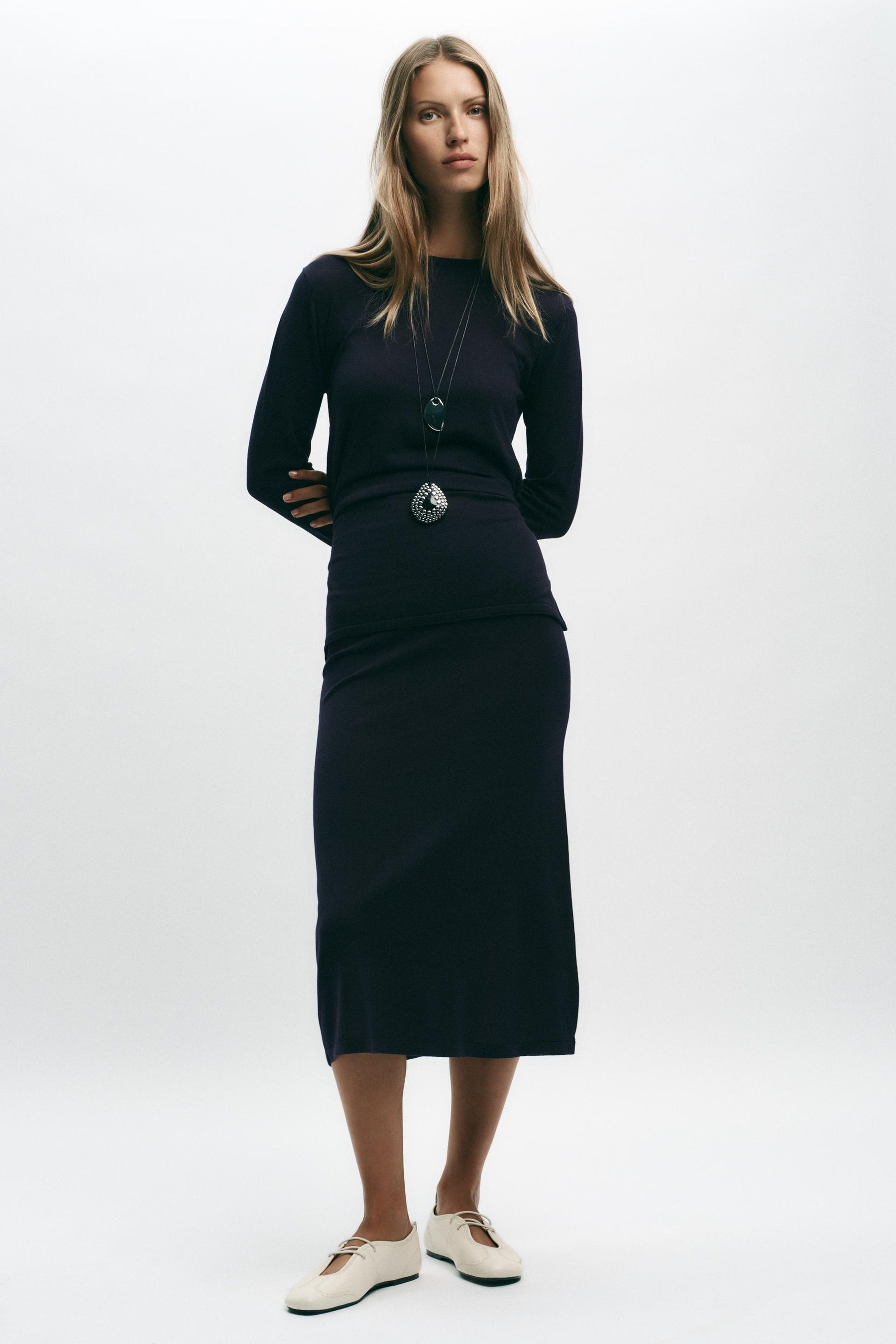 PLAIN KNIT MIDI SKIRT - Image 6