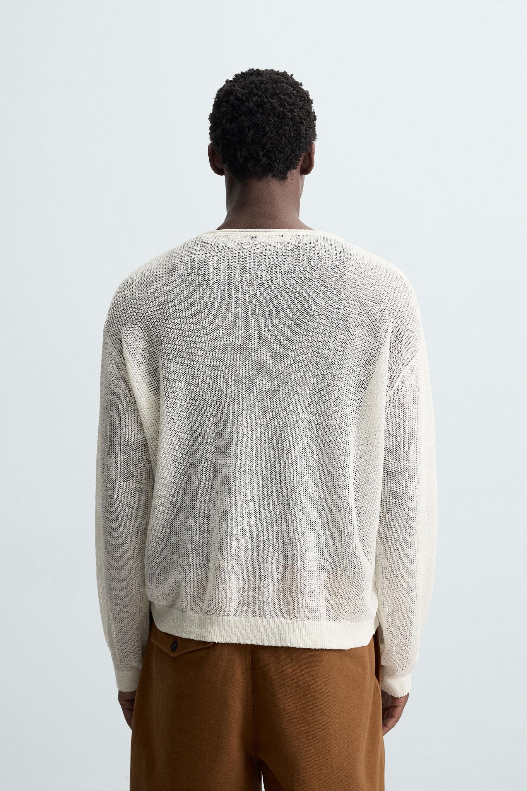 LINEN BLEND TEXTURED SWEATER - Image 3