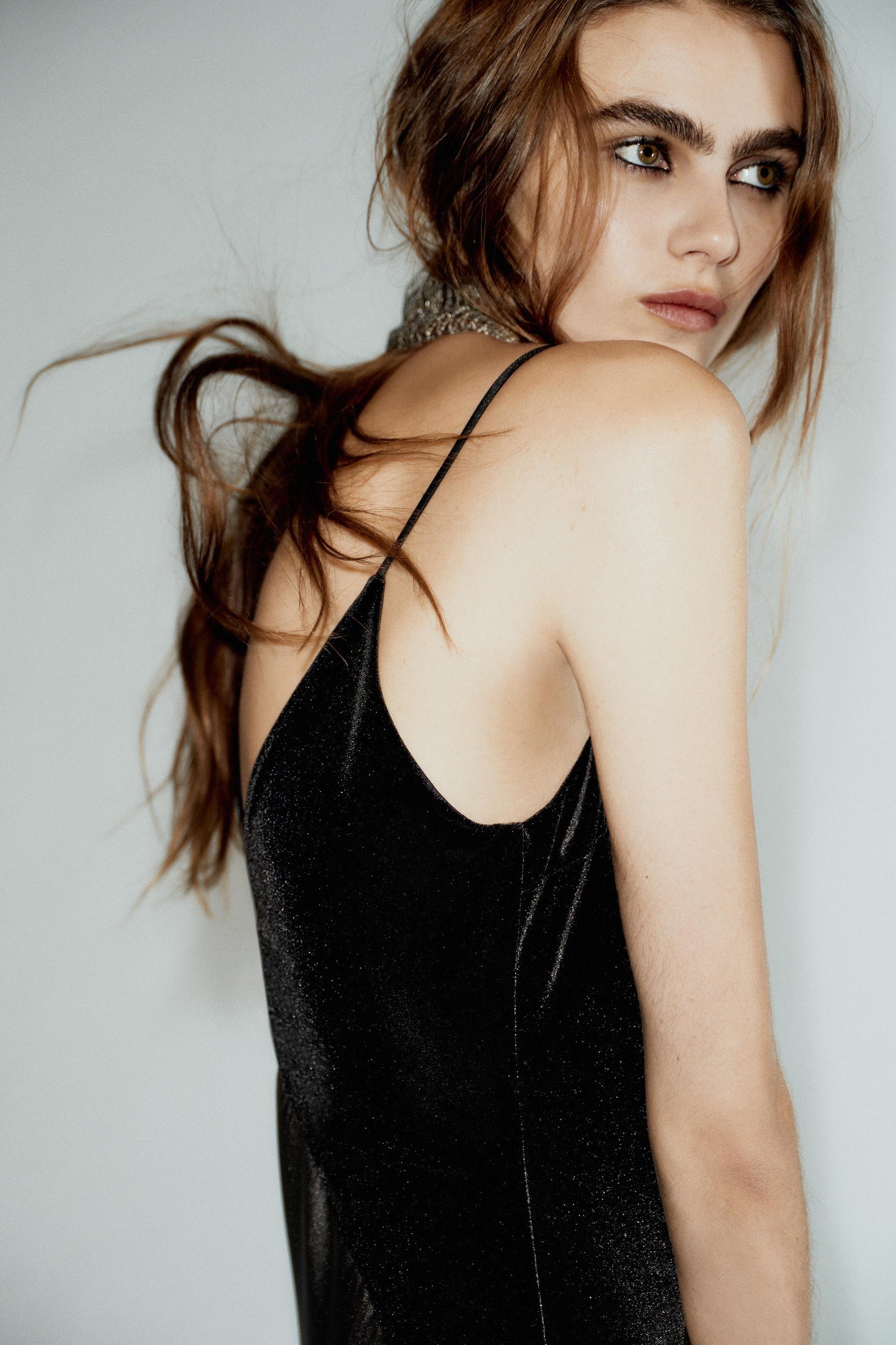 CONTRASTING SATIN MIDI DRESS - Image 4