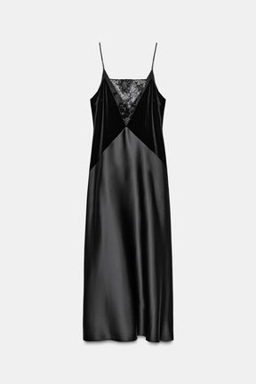 CONTRASTING SATIN MIDI DRESS - Image 8