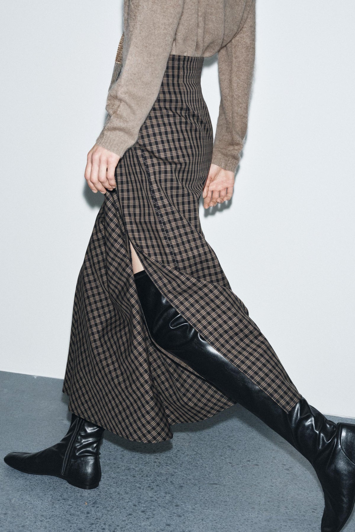 Draped Check Skirt