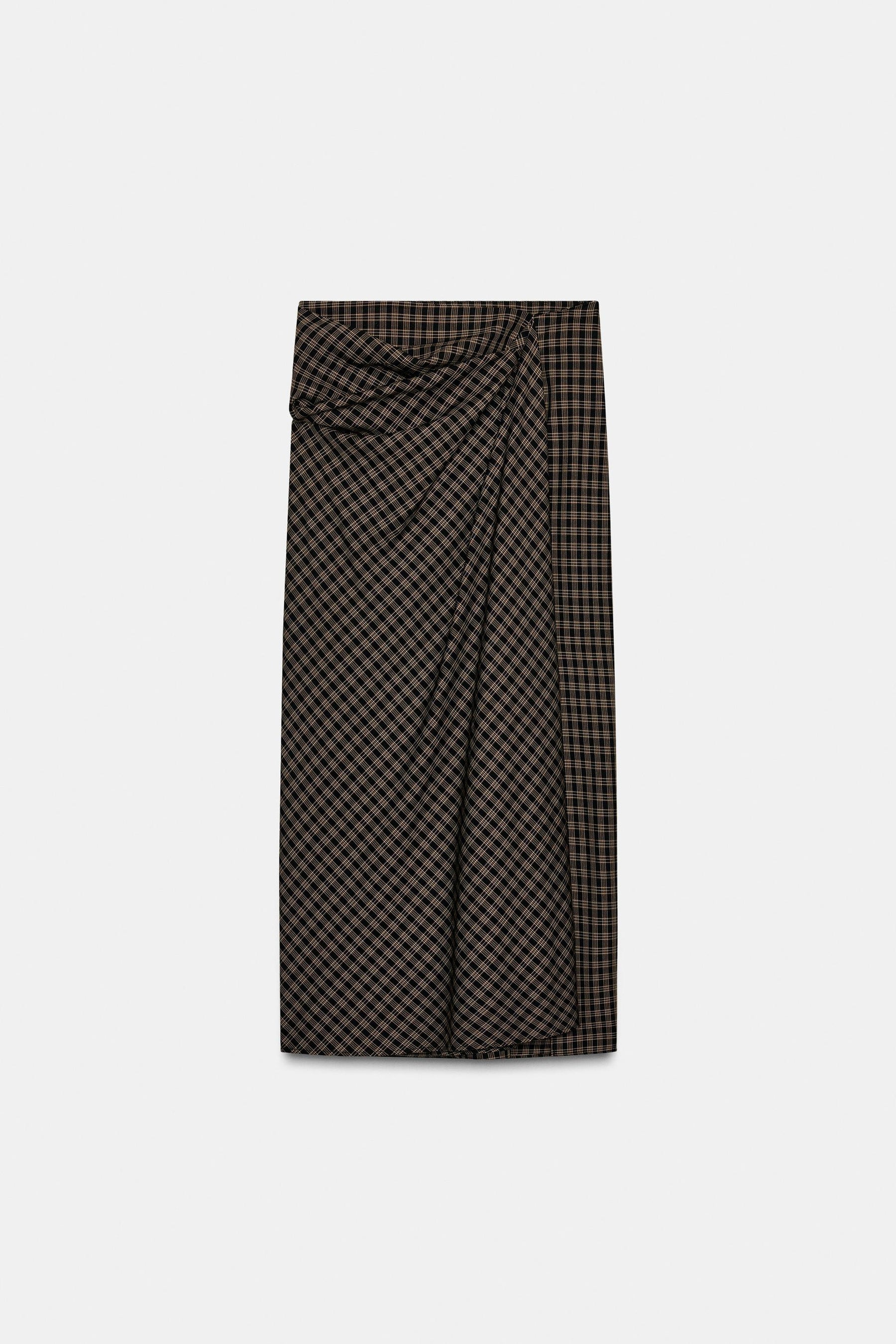 Draped Check Skirt