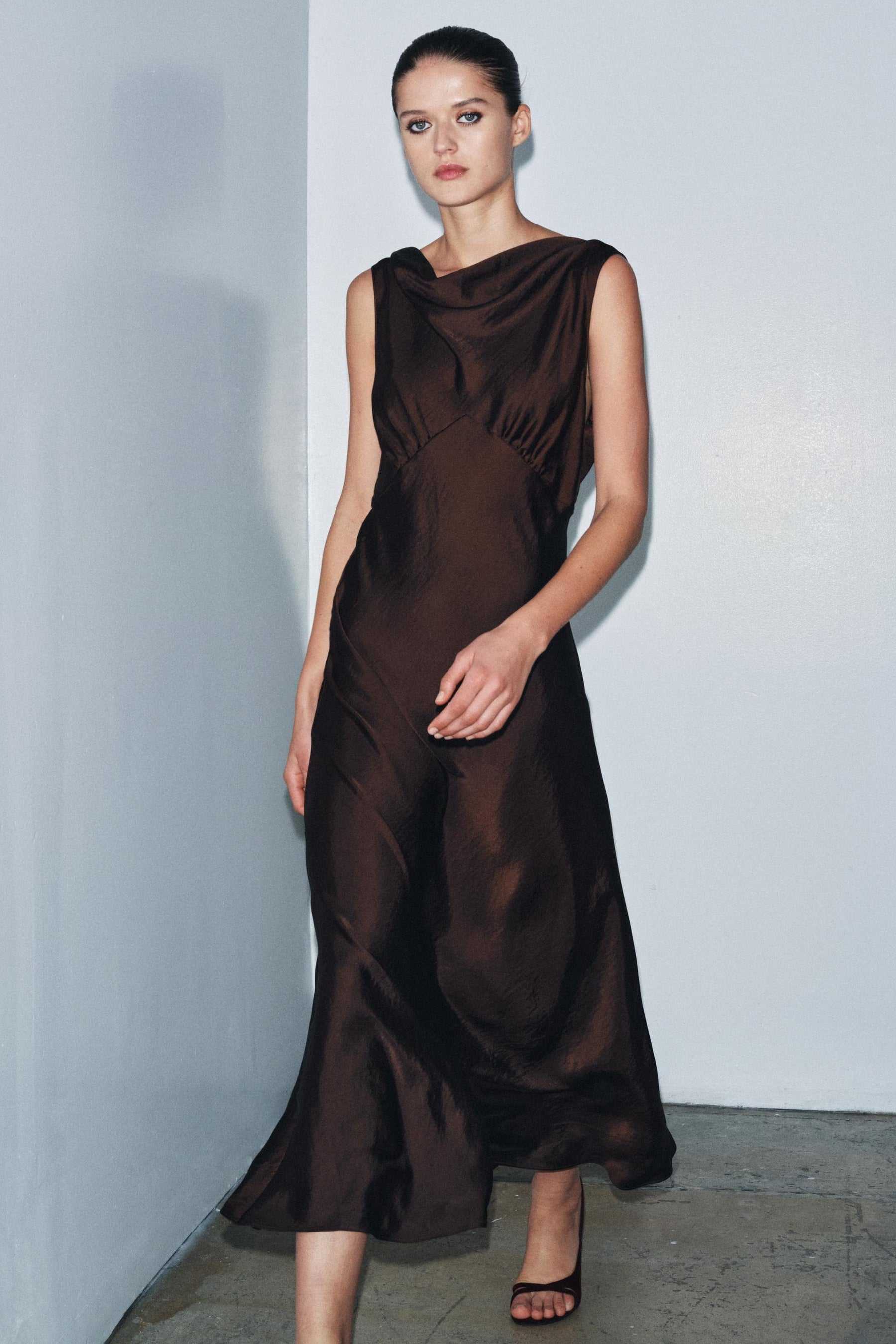 ZW COLLECTION SATIN MIDI DRESS - Image 1