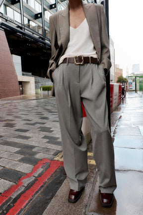 Belted Straight-Leg Trousers