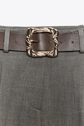 Belted Straight-Leg Trousers