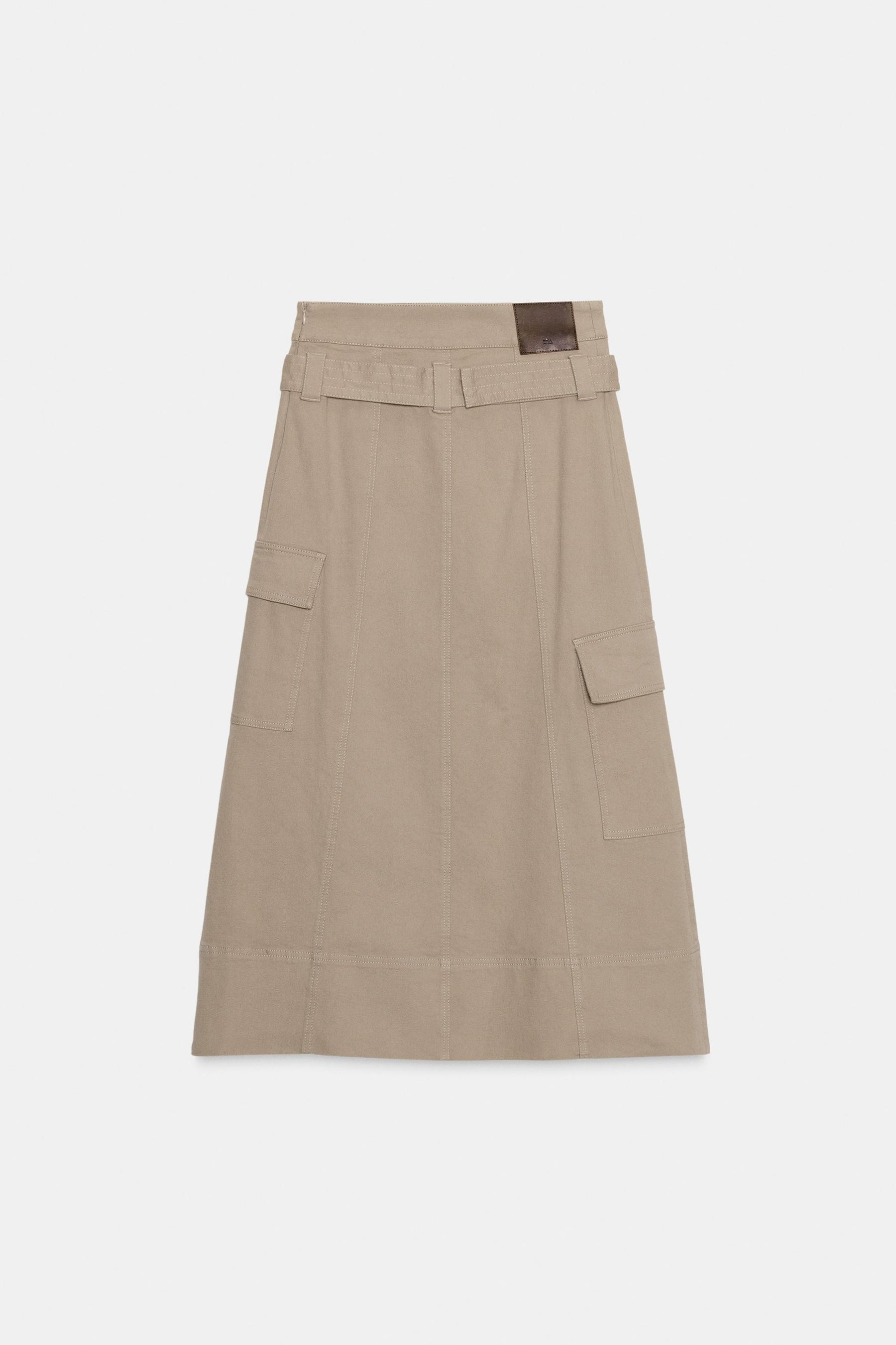 Belted Cargo Midi Skirt
