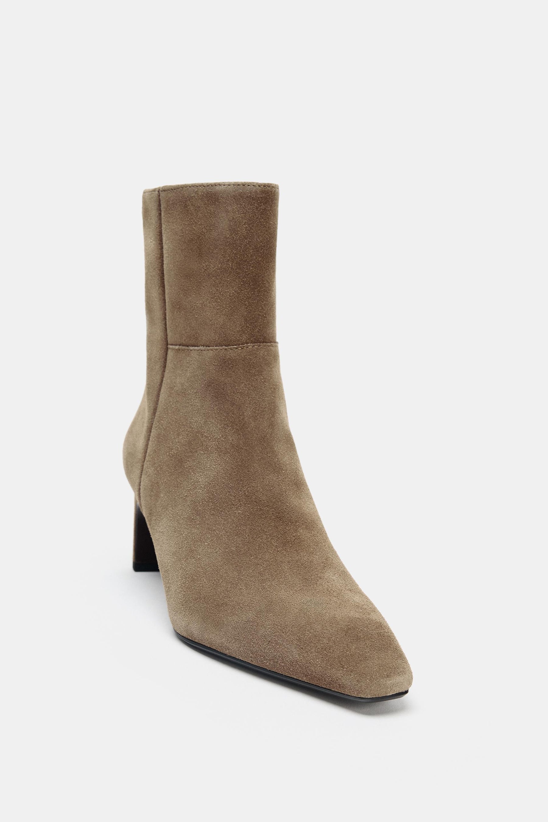 SUEDE KITTEN HEEL BOOTS