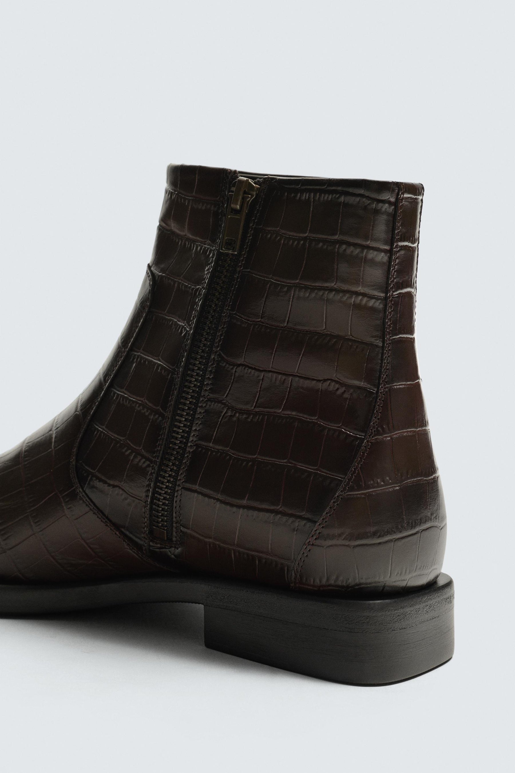 CROCODILE EMBOSSED LEATHER BOOTS - Image 6