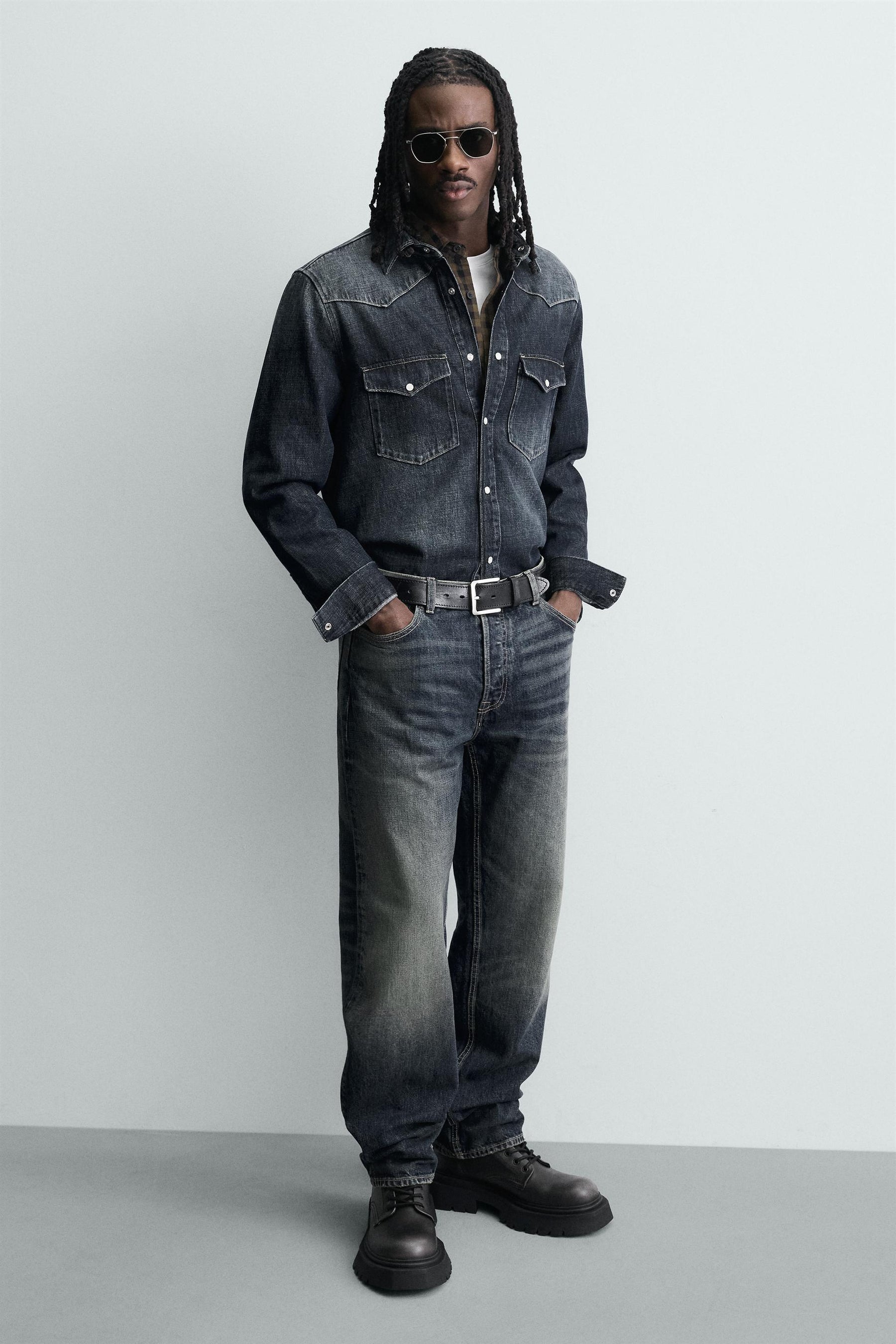 DISTRESSED CHUNKY LACE-UP BOOTS - Image 2