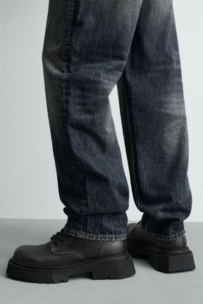 DISTRESSED CHUNKY LACE-UP BOOTS - Image 3