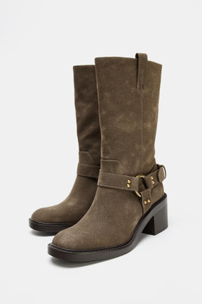 Ankle Biker Heel Boots