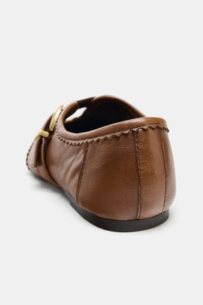 LEATHER BROGUE BALLERINAS