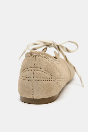 Suede Lace-Up Ballerinas