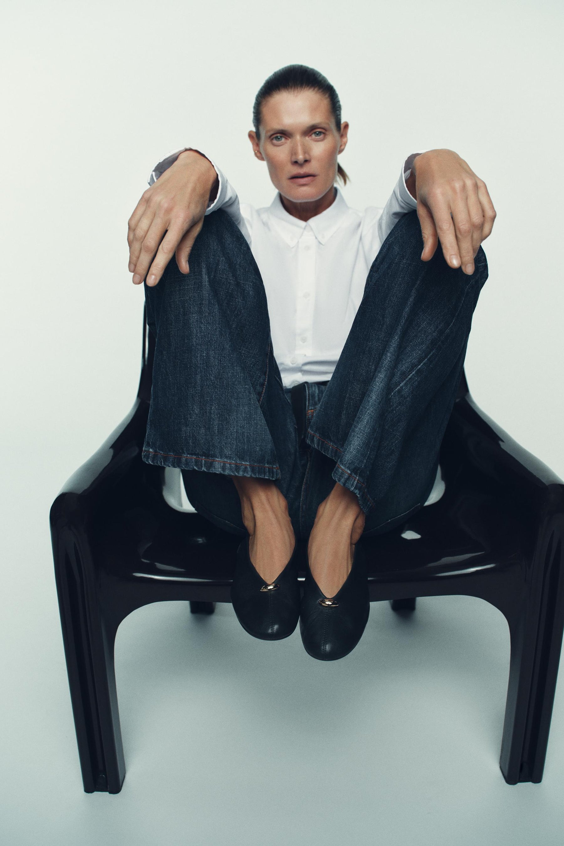 Leather Ballet Flats Appliqué