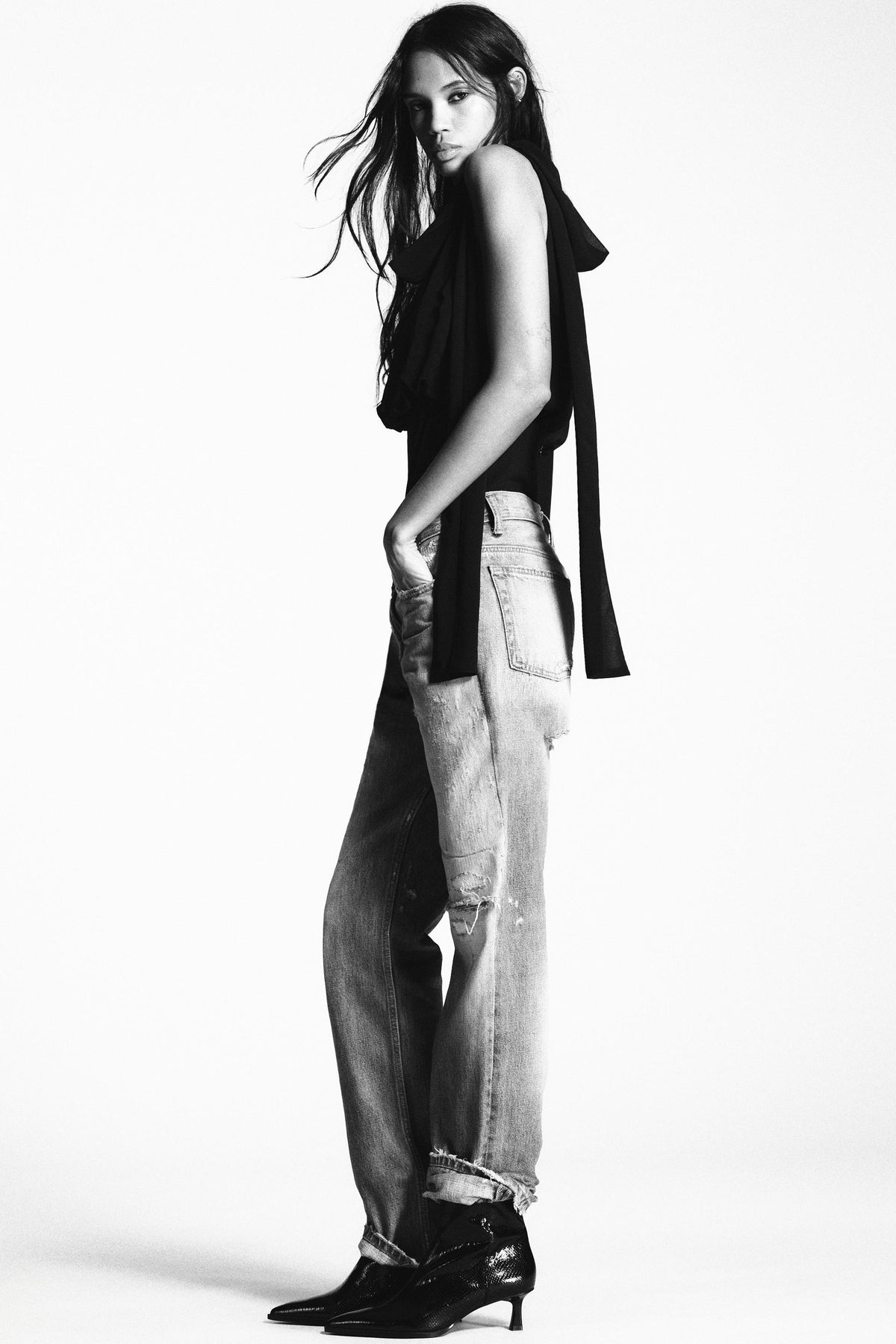 EMBOSSED ANKLE BOOTS