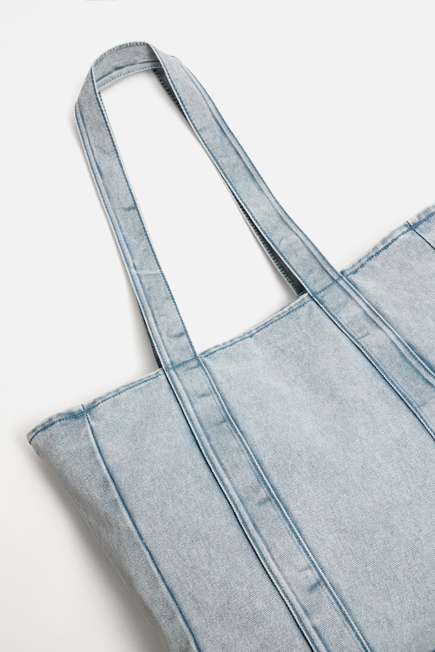 WASHED-EFFECT DENIM TOTE BAG - Image 5